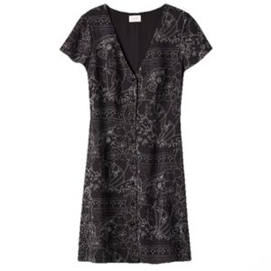 Aritzia Wilfred Nazaire Mini Dress Flutter Sleeve Button Front Black Espace‎ 2